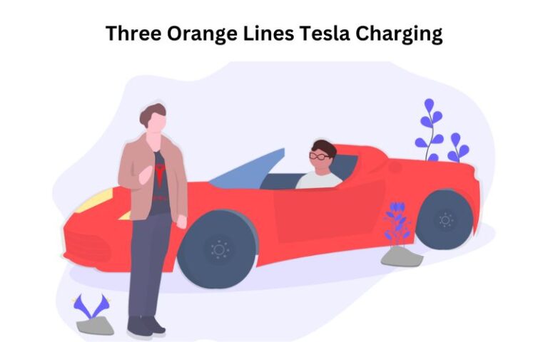 Three Orange Lines Tesla Charging